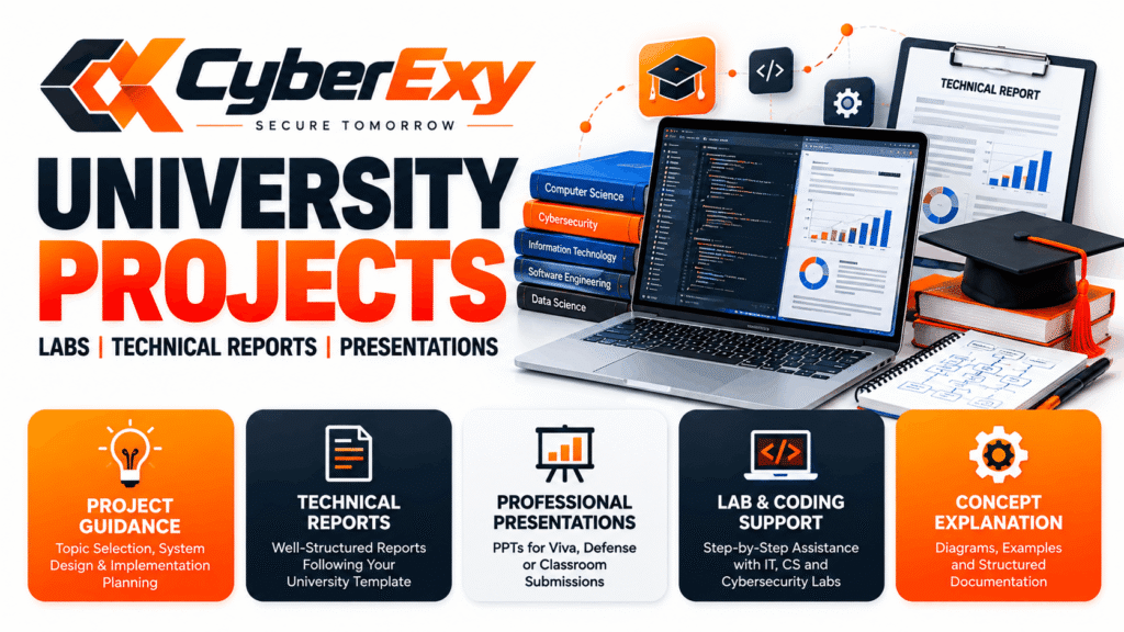 University Project Guidance, Technical Reports and Presentations - Cyberexy